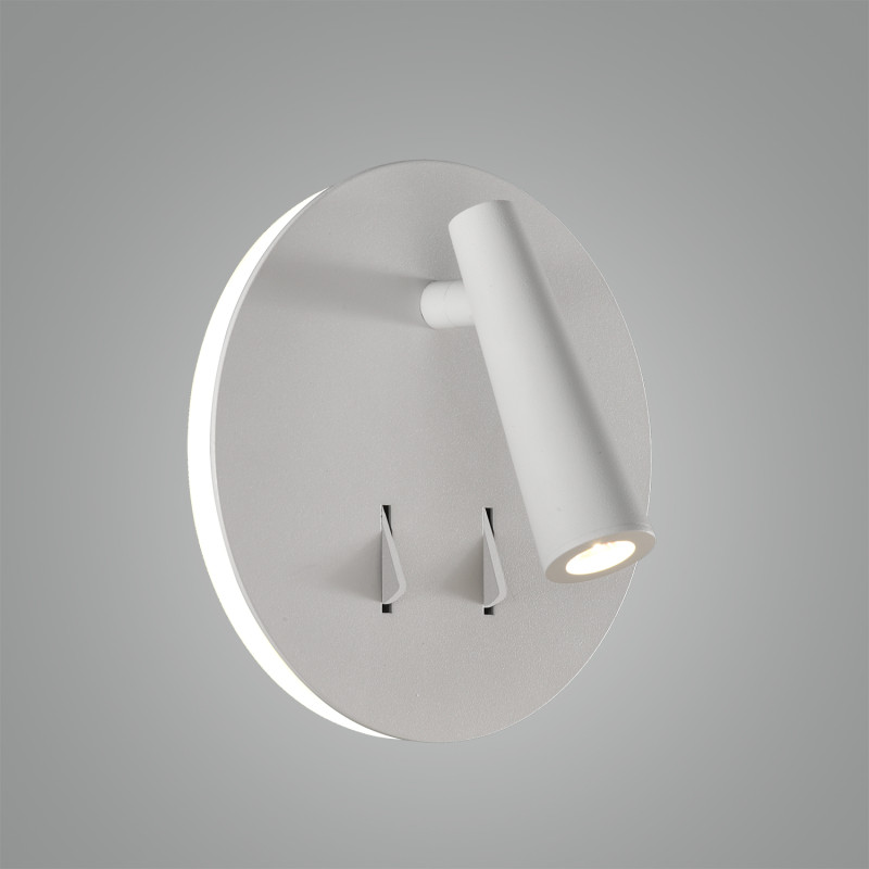 Panau Wall Lamp 16/3660 White, LED 6W 3000K 540lm + 3W 3000K 285lm, CRI90 CL.I, Integrated LED, Two switches, Adjustable