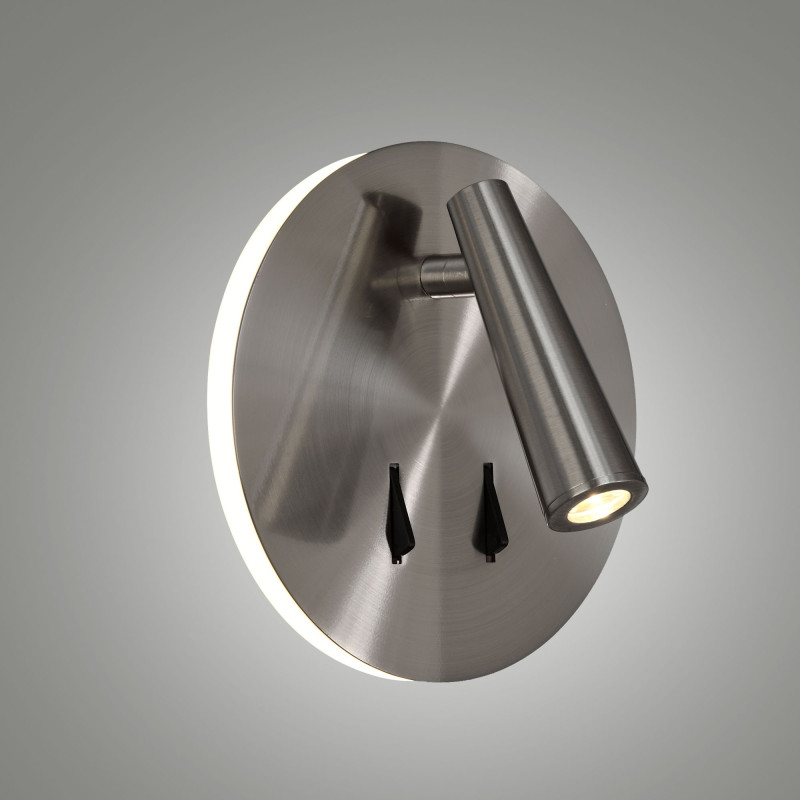 Panau Wall Lamp 16/3660 Satin Nickel, LED 6W 3000K 540lm + 3W 3000K 285lm, CRI90 CL.I, Integrated LED, Two switches, Adjustable
