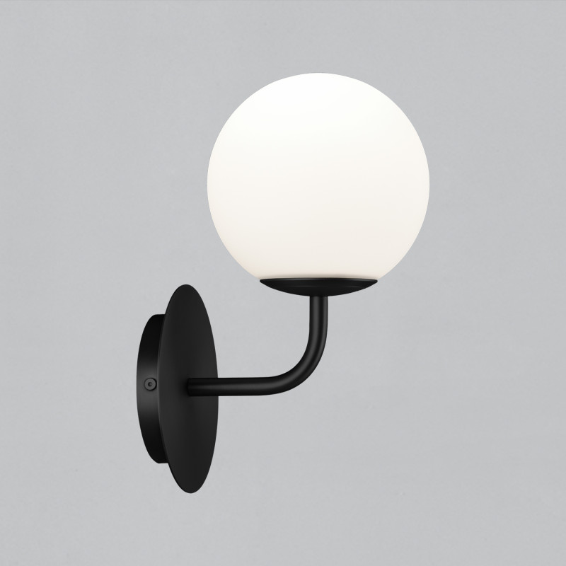 Parma Wall Lamp 16/3946-15 IP Matt Black/Opal, LED E27 15W, CL.II IP44, (E27 max. Ø45 mm)