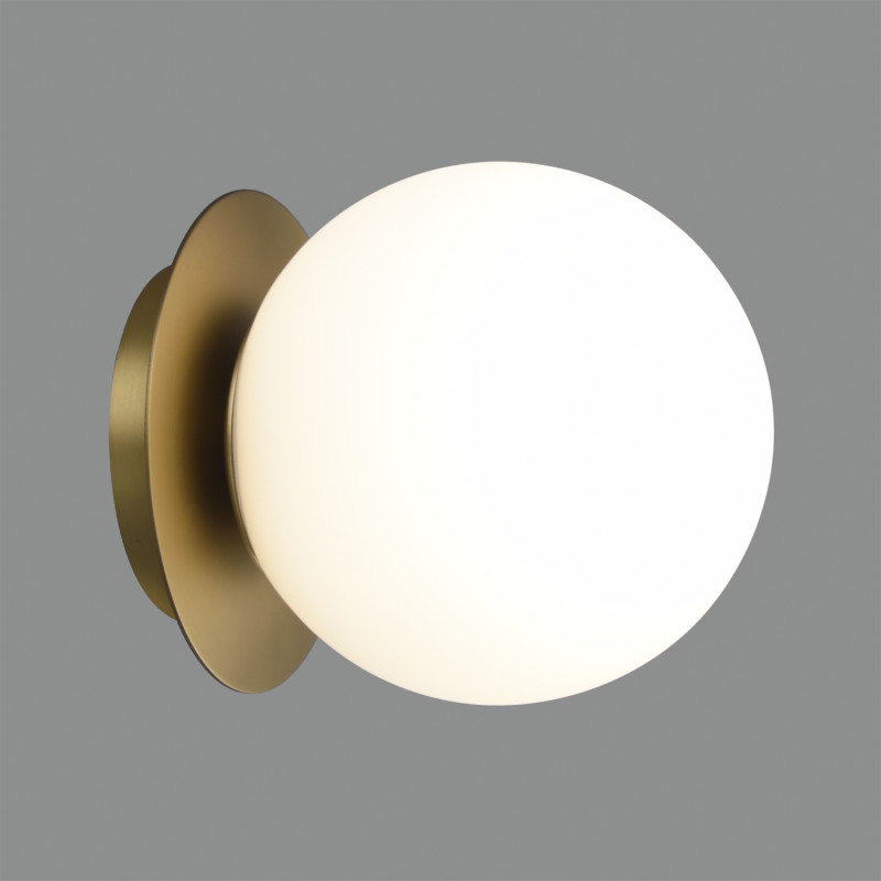 Parma Wall Lamp 16/3946-15 IP Opal/ Matt Antique Gold, LED E27 15W, CL.II IP44, (E27 max. Ø45 mm)