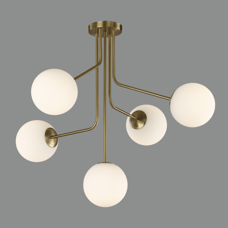 Parma Pendant lamp 3946/5 Matt Antique Gold/Opal, LED E27 5x15W, CL.I, (E27 max. Ø45 mm)
