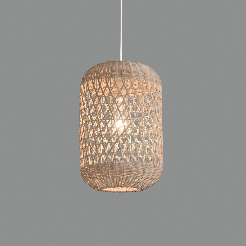 Vivian Pendant lamp 3931/25 Natural Rattan, Kit Tex. White, LED E27 15W, CL.I