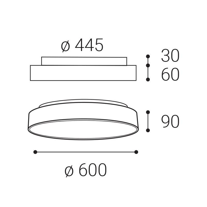 LED2 RINGO II 60 P/N, B DALI/PUSH 55+10W 3000K/4000K 1275653D