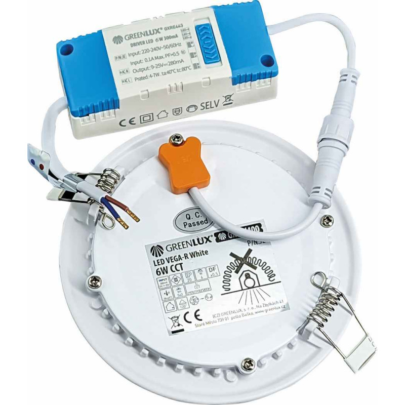Greenlux LED VEGA-R White 6W CCT 540/800lm - Svietidlo LED vstavané typu downlight GXDW400