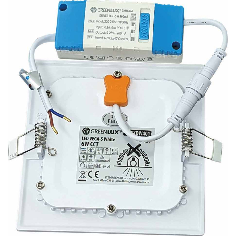Greenlux LED VEGA-S White 6W CCT 540/800lm - Svietidlo LED vstavané typu downlight GXDW401