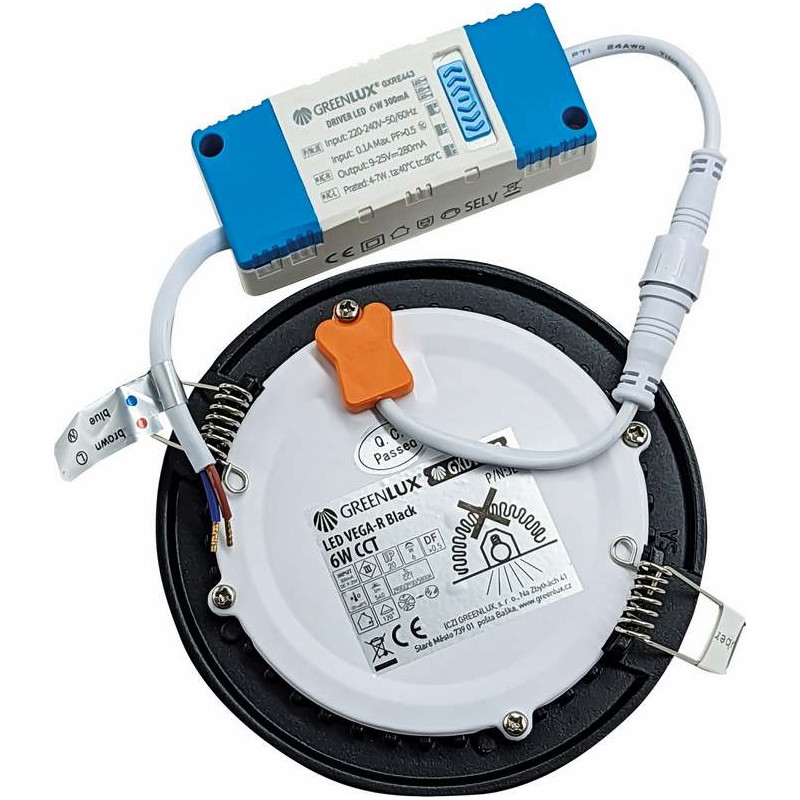 Greenlux LED VEGA-R Black 6W CCT 540/800lm - Svietidlo LED vstavané typu downlight GXDW402