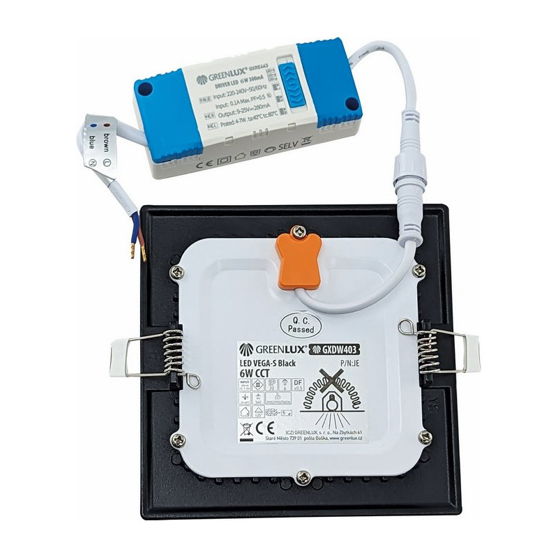 Greenlux LED VEGA-S Black 6W CCT 540/800lm - Svietidlo LED vstavané typu downlight GXDW403