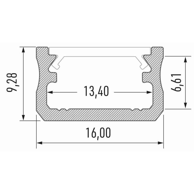 Greenlux AL-PROFIL A WHITE 1M (10-0011-10) - Prisadený hliníkový profil GXLP1000