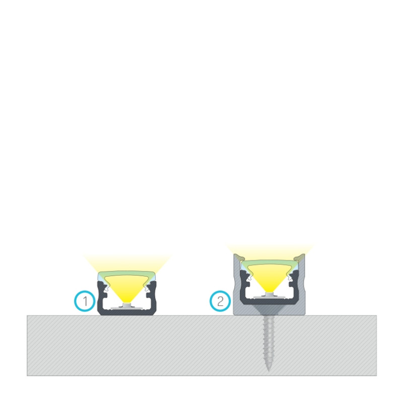 Greenlux AL-PROFIL A SILVER 2M (10-0014-20) - Prisadený hliníkový profil GXLP1007