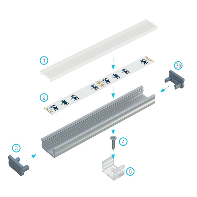 Greenlux AL-PROFIL A RAW 1M (10-0010-10) - Prisadený hliníkový profil GXLP1008