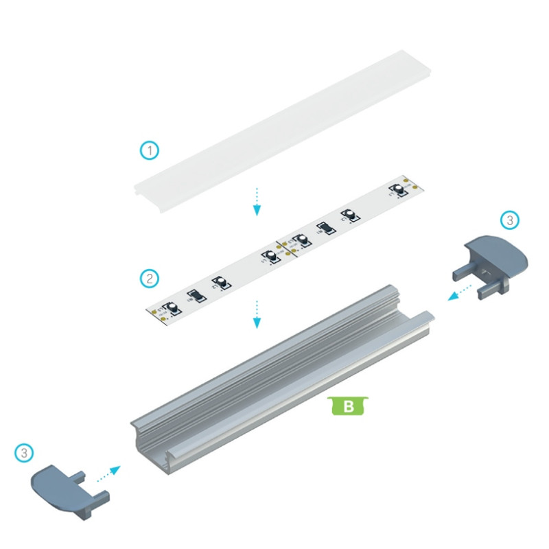 Greenlux AL-PROFIL B WHITE 1M (10-0021-10) - Zapustený hliníkový profil GXLP1010