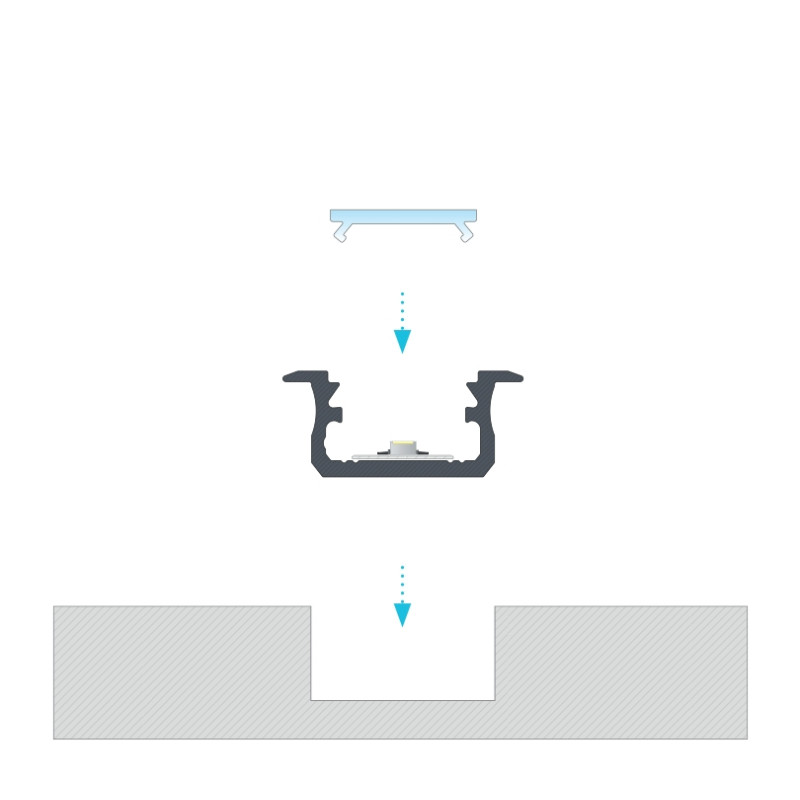 Greenlux AL-PROFIL B WHITE 1M (10-0021-10) - Zapustený hliníkový profil GXLP1010