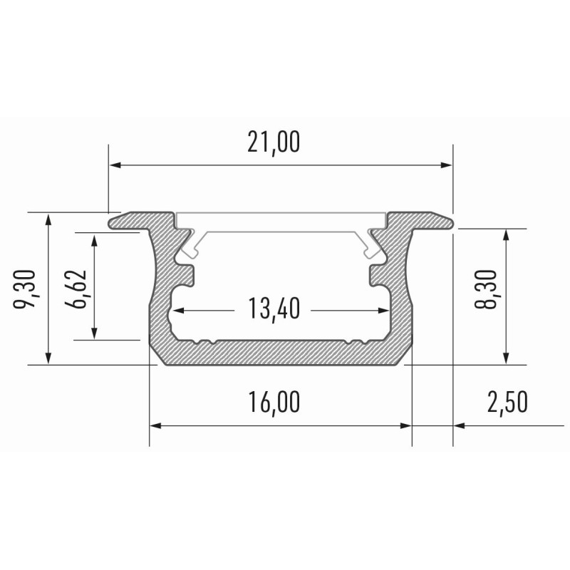 Greenlux AL-PROFIL B WHITE 2M (10-0021-20) - Zapustený hliníkový profil GXLP1011