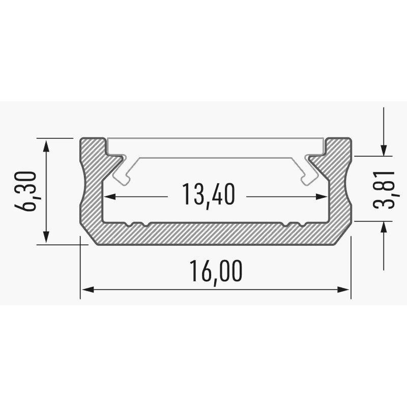 Greenlux AL-PROFIL D SILVER 2M (10-0044-20) - Prisadený hliníkový profil GXLP1037