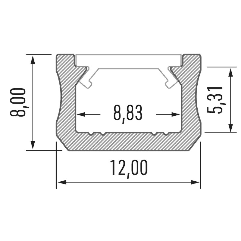 Greenlux AL-PROFIL X SILVER 2M (10-0084-20) - Prisadený hliníkový profil GXLP1057