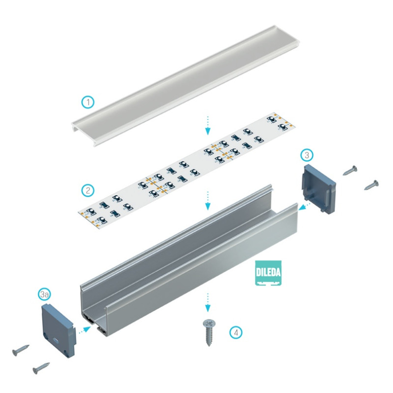Greenlux AL-PROFIL DILEDA BLACK 2M (10-0185-20) - Prisadený alebo závesný hliníkový profil GXLP2013