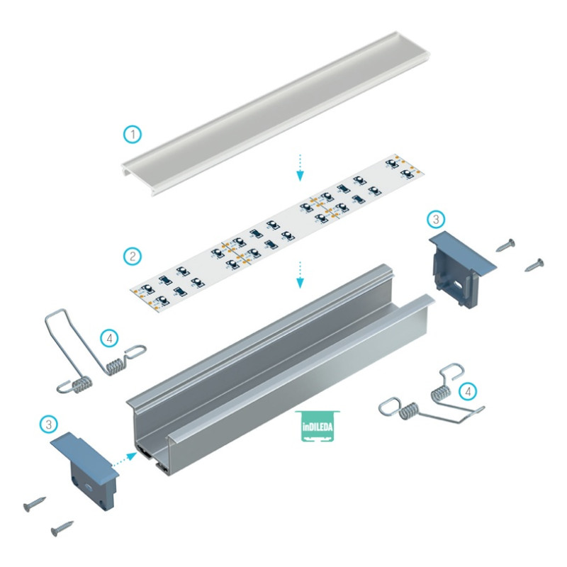 Greenlux AL-PROFIL INDILEDA BLACK 1M (10-0205-10) - Zapustený hliníkový profil GXLP2022