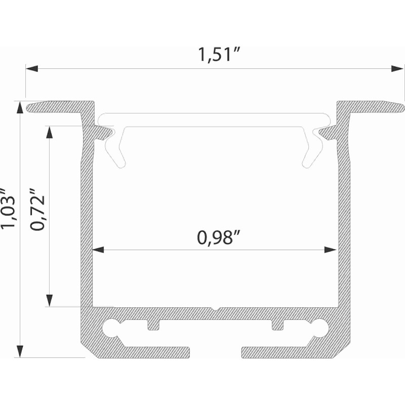 Greenlux AL-PROFIL INDILEDA BLACK 2M (10-0205-20) - Zapustený hliníkový profil GXLP2023