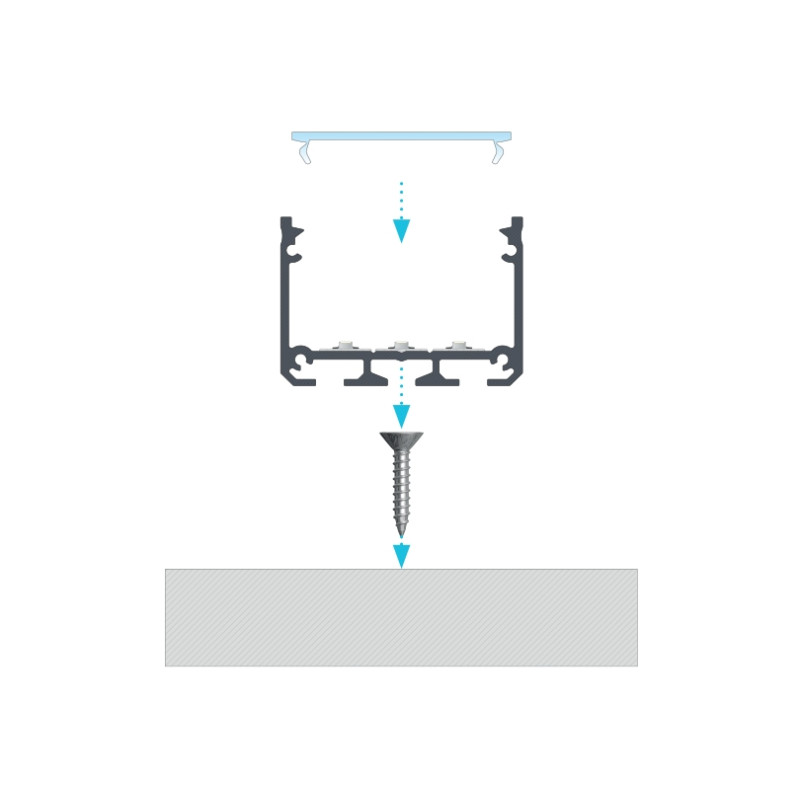 Greenlux AL-PROFIL ILEDO BLACK 2M (10-0115-20) - Prisadený alebo závesný hliníkový profil GXLP2033