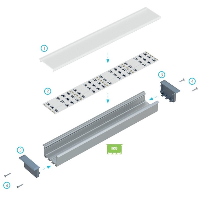 Greenlux AL-PROFIL INSO BLACK 2M (10-0125-20) - Zapustený hliníkový profil GXLP2043