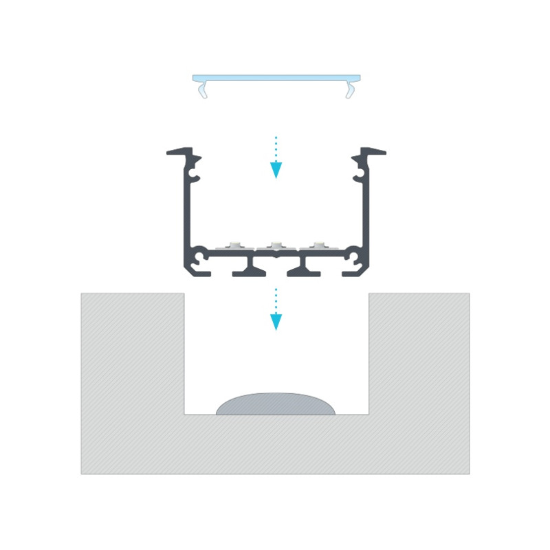 Greenlux AL-PROFIL INSO BLACK 2M (10-0125-20) - Zapustený hliníkový profil GXLP2043