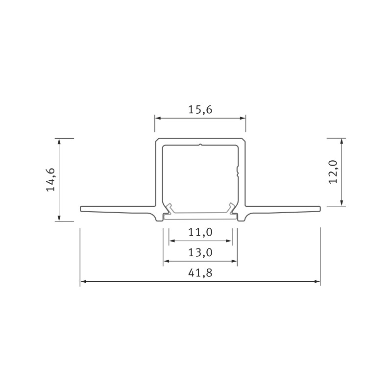 Greenlux AL-PROFIL GAUDI SILVER 1M (10-0974-10) - Zapustený hliníkový profil GXLP2054