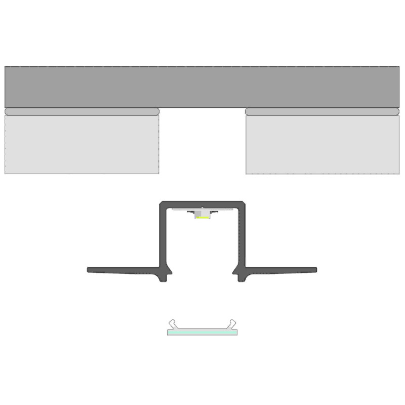 Greenlux AL-PROFIL GAUDI SILVER 1M (10-0974-10) - Zapustený hliníkový profil GXLP2054
