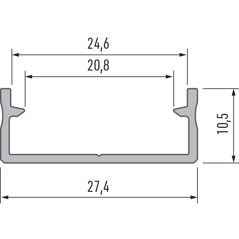 Greenlux AL-PROFIL DUAL WHITE 2M (10-0000-65) - Prisadený hliníkový profil GXLP1081