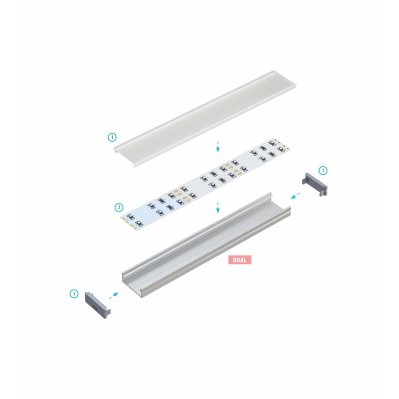 Greenlux AL-PROFIL DUAL WHITE 2M (10-0000-65) - Prisadený hliníkový profil GXLP1081
