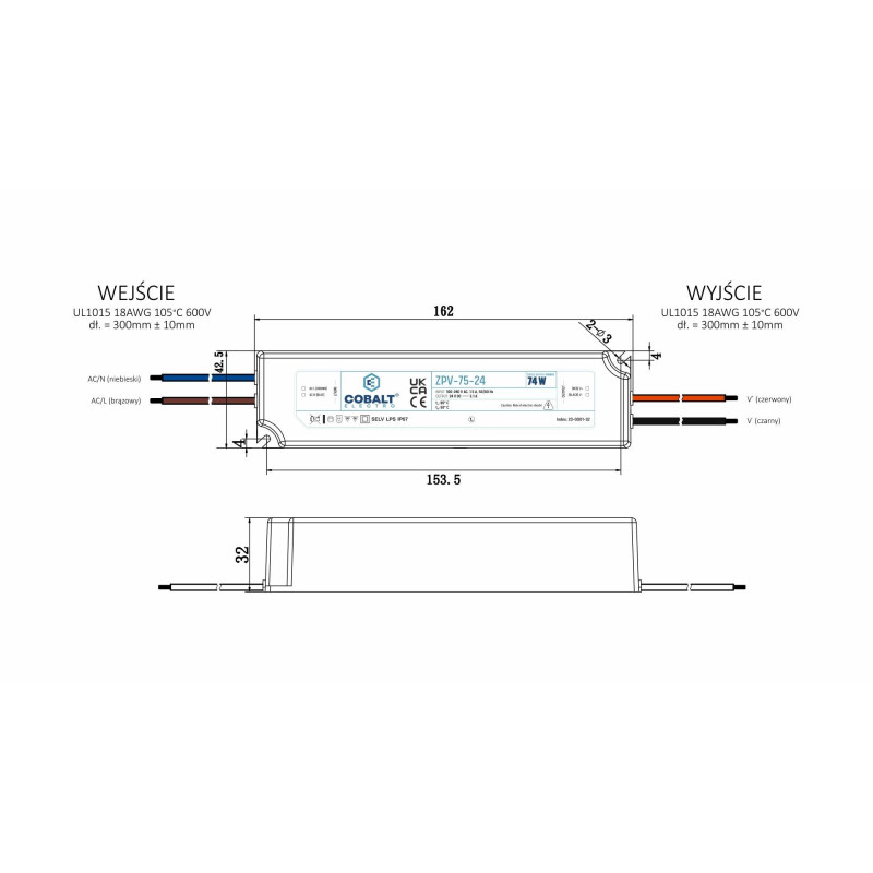 Greenlux DRIVER 75W/P IP67 12V (ZPV-75-12) - LED driver GXLD304
