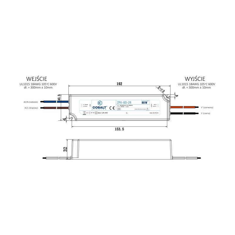 Greenlux DRIVER 60W/P IP67 24V (ZPV-60-24) - LED driver GXLD313