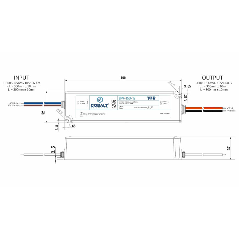 Greenlux DRIVER 150W/P IP67 24V (ZPV-150-24) - LED driver GXLD316
