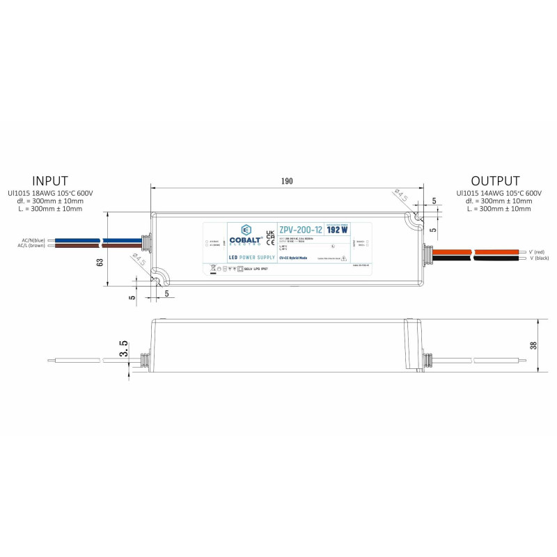 Greenlux DRIVER 200W/P IP67 24V (ZPV-200-24) - LED driver GXLD317