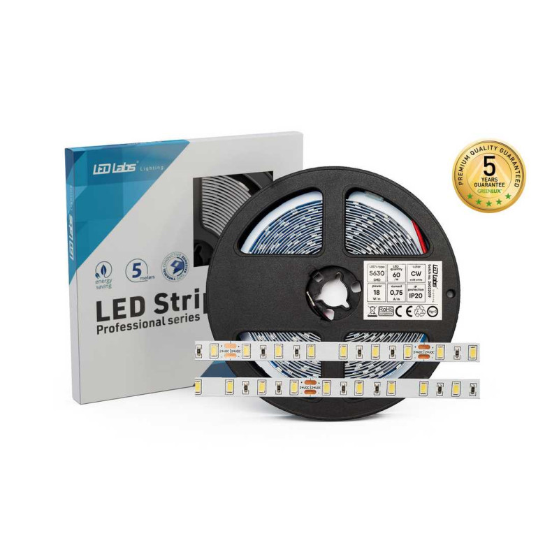 Greenlux LED STRIP 60LED/18W/m IP20 CW 24V 5m (5m1pcs) 1810 lm/m - LED pásik GXLS642
