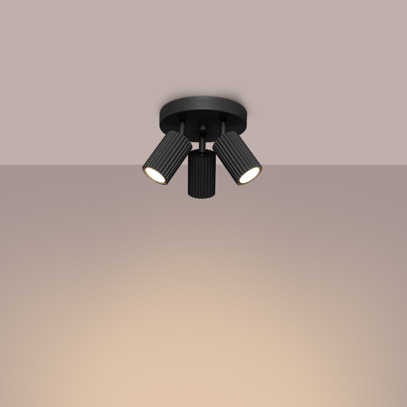 Sollux Stropné svietidlo KARBON 3P čierne