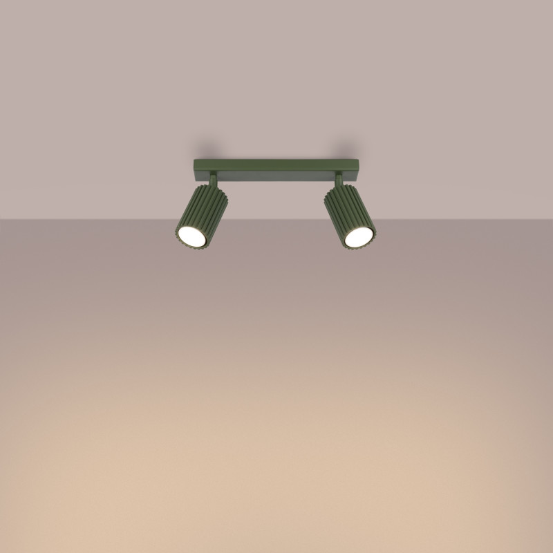 Sollux Stropné svietidlo KARBON 2 olivovo zelené