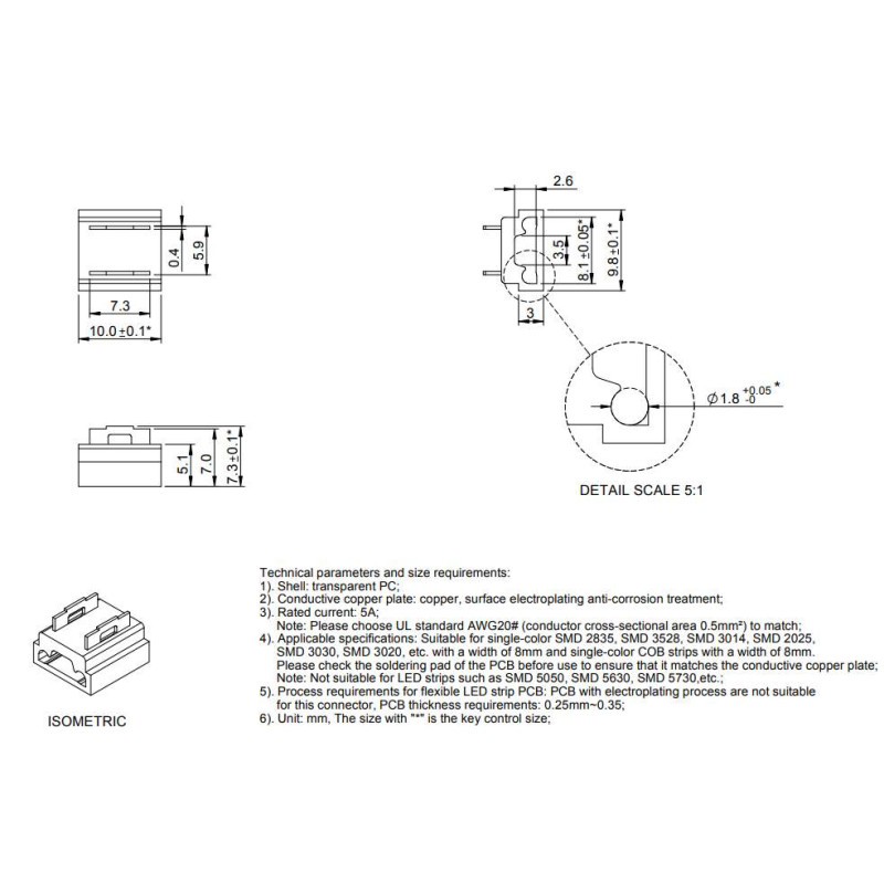 Greenlux CONNECT LED STRIP 8mm 3in1  - Konektor pro led pásky GXLS790