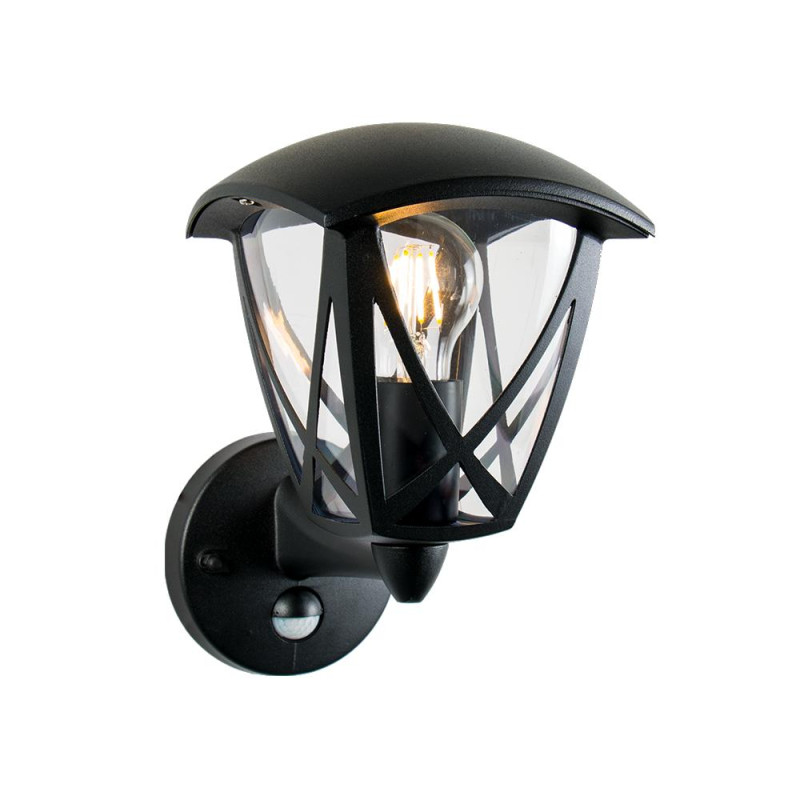 PREZENT SPLIT 1xE27/40W, IP44, BLACK,WALL SENSOR