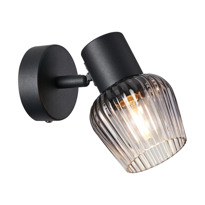 PREZENT OASIS 1xE27/60W, MATT BLACK/SMOKED, WALL