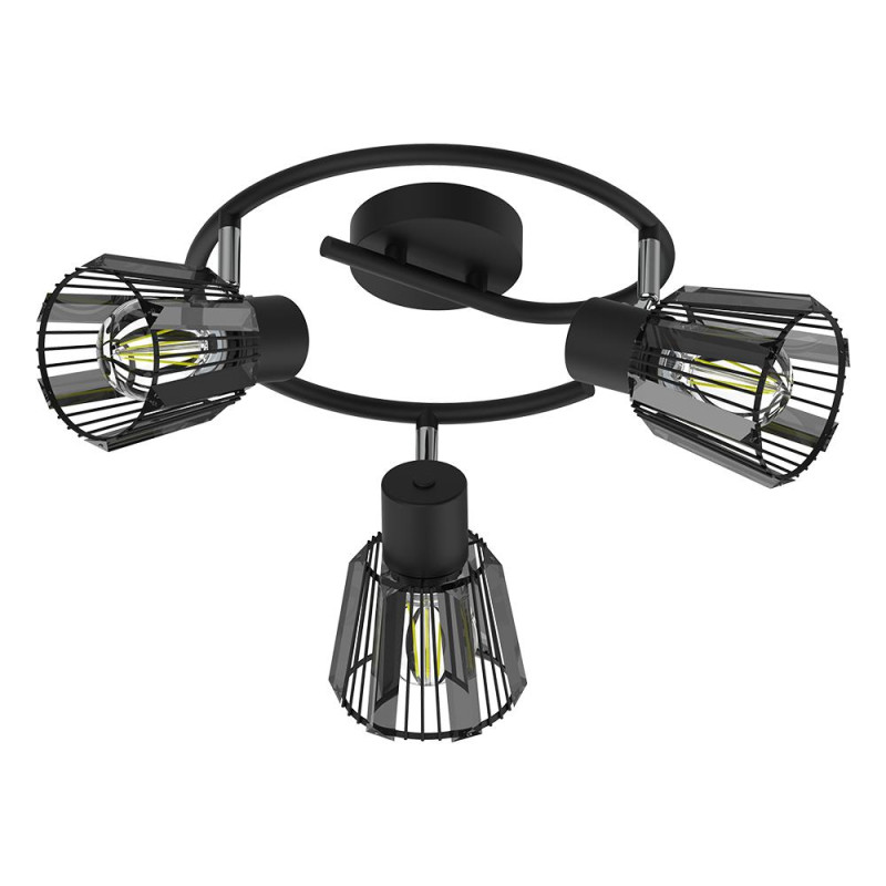 PREZENT PONTEO 3xE27/40W, BLACK/SMOKE, CEILING