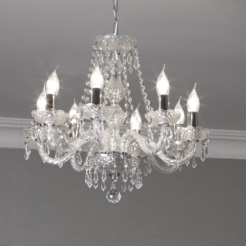 Searchlight sviečkový závesný krištáľový luster HALE 218-8
