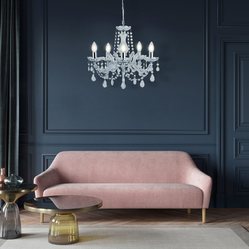 Searchlight sviečkový závesný krištáľový luster 399-5