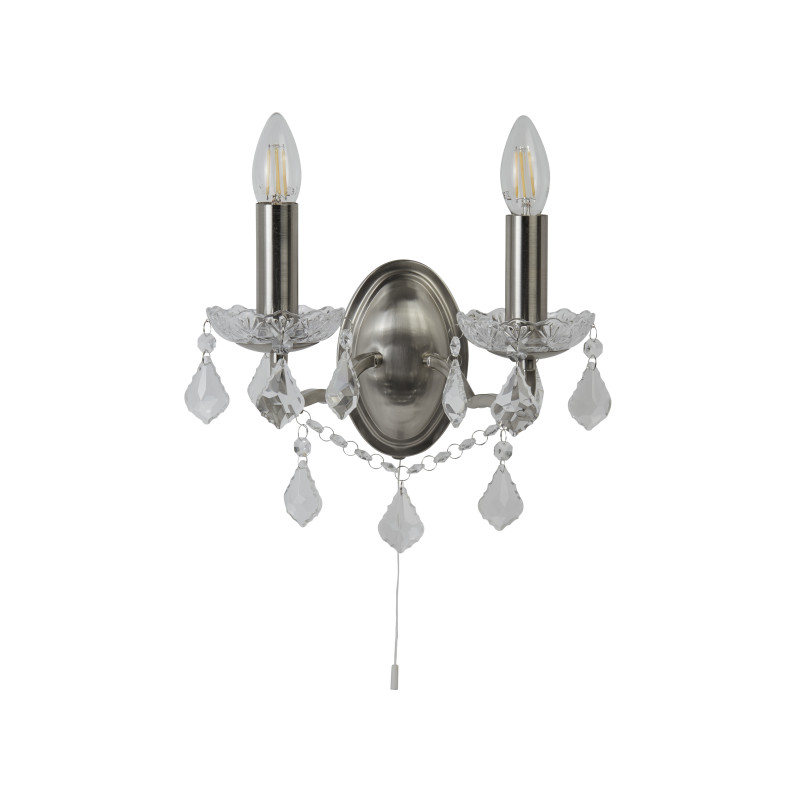 Searchlight krištáľové nástenné sviečkové svietidlo 8732-2SS