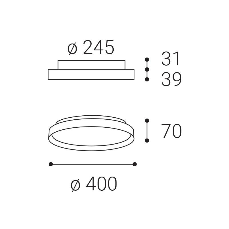 LED2 MOON 40, W DALI/PUSH 36W (30+6) 2700K/3000K/4000K 1274871D