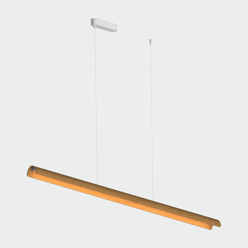 Alma Pendant lamp 1500mm Oak/White, LED 22W 1870lm, CRI90 CL.I, Kelvin 2700K-3000K Slide Switch, Dim. DALI/Push, ON-DEMAND **