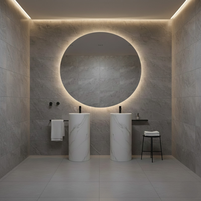 Bari Mirror Ø1000mm, LED 43W 3000K 3450lm, CRI90 CL.II IP44, Integrated LED