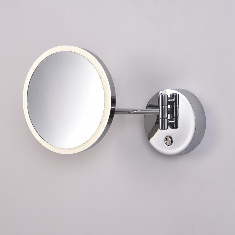 Boan Mirror 16/3252 Chrome, LED 7W 735lm, CRI90 CL.II IP44, x5 magnifier, With switch, 3000K-4000K Slide Switch, Adjustable