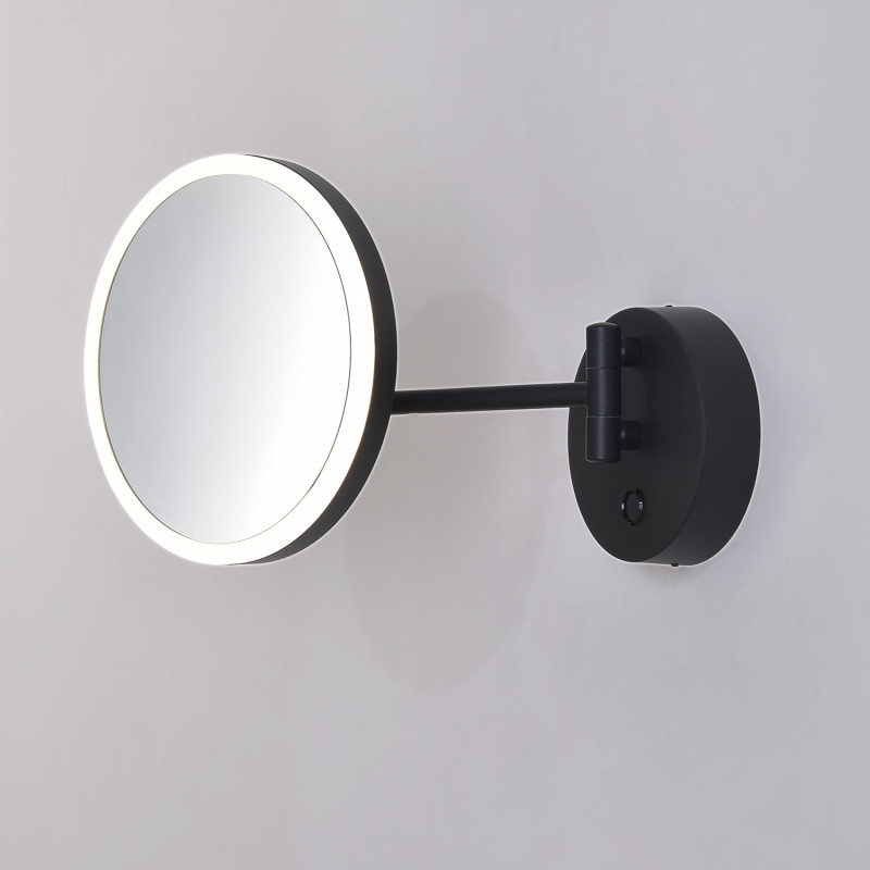 Boan Mirror 16/3252 Matte Black, LED 7W 735lm, CRI90 CL.II IP44, x5 magnifier, With switch, 3000K-4000K Slide Switch, Adjustable
