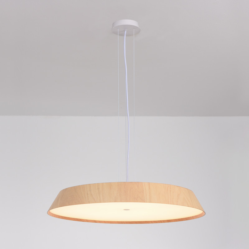 Cora Pendant lamp Ø610mm Oak/White, LED 50W 4750lm, CRI90 CL.I, Kelvin 2700K-3000K Slide Switch