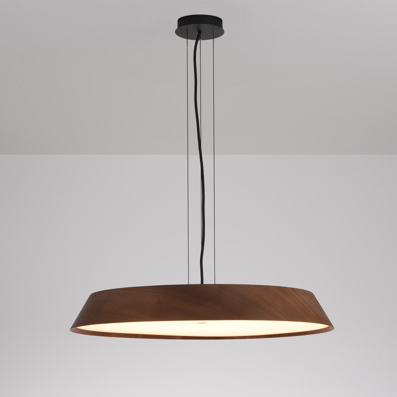 Cora Pendant lamp Ø610mm Walnut/Black, LED 50W 4750lm, CRI90 CL.I, Kelvin 2700K-3000K Slide Switch, Dim. Triac, ON-DEMAND **